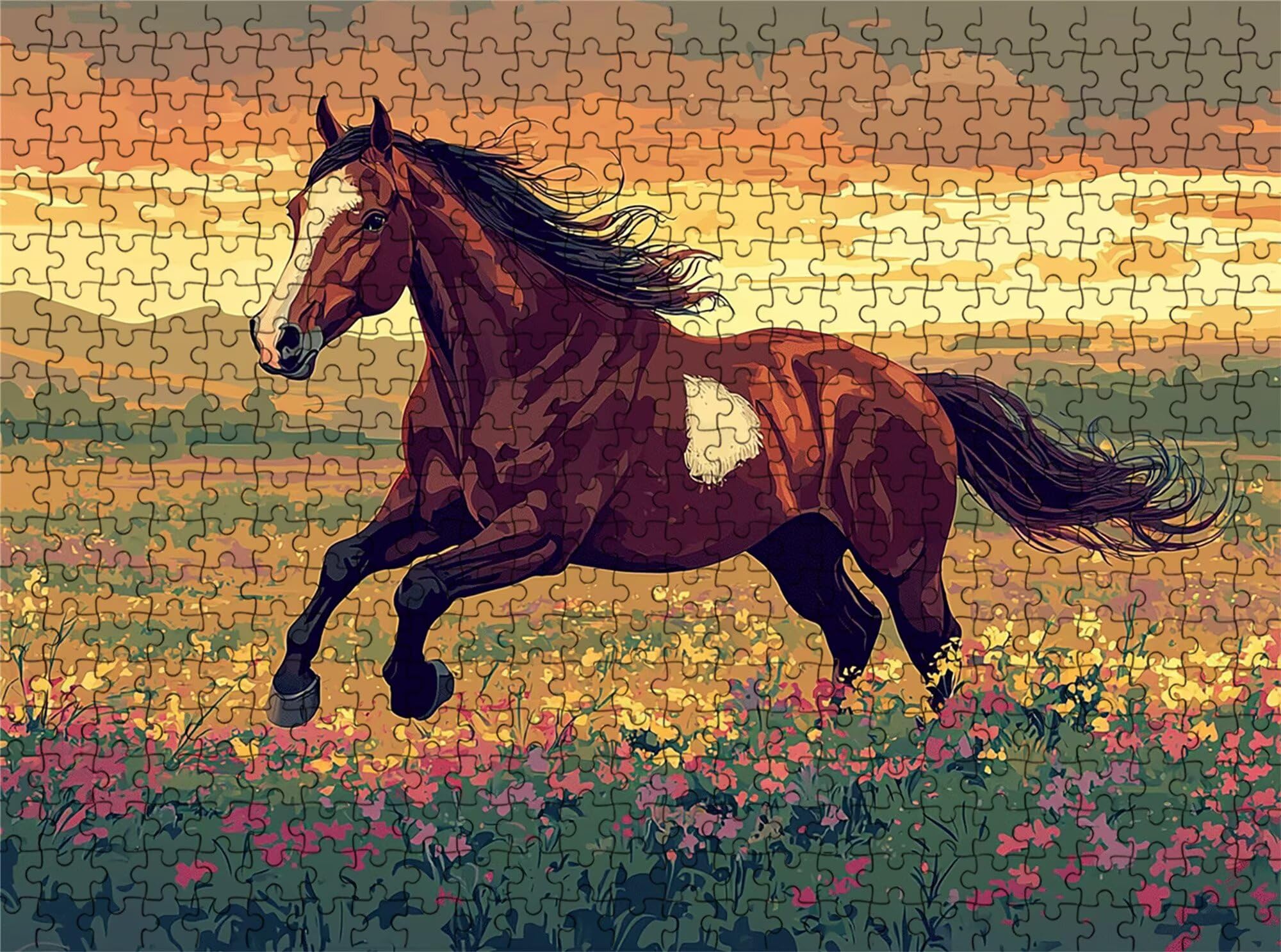 Puzzle 6000 elementów, łąka koń puzzle 6000 elementów dorośli i dzieci, premium artystyczna łamigłówka, 179,5x105,5 cm Klasyczna gra puzzli dla dorosłych, dekoracja domu, prezent dla mężczyzn s7h-13
