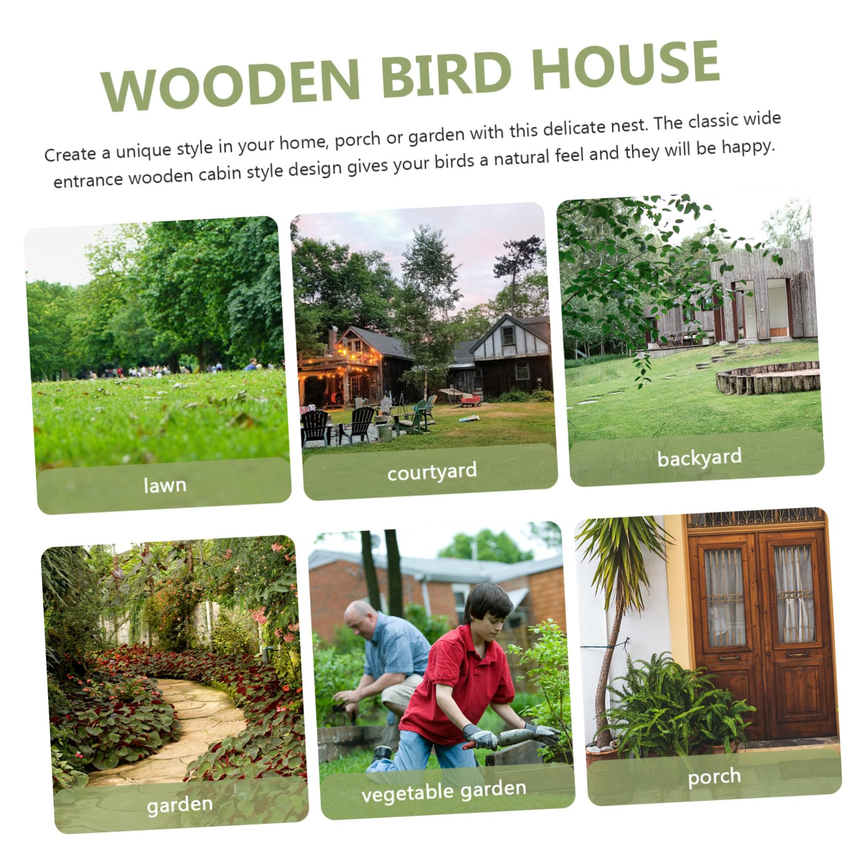 Gadpiparty Villa Nido De Pájaro Caseta De Madera para Pájaros Independiente para Jardín Nido De Madera para Periquitos Artículos para Cría De Aves Caseta De Anidación