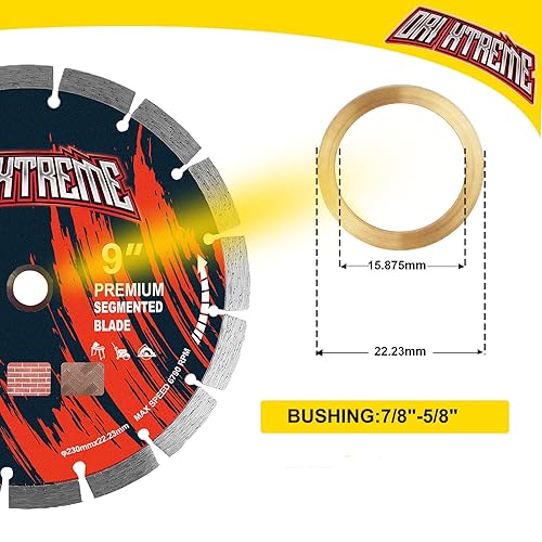 Vista 21 de Hoja de sierra de diamante de 10 pulgadas, 5 piezas, hoja segmentada de uso general para hormigón de corte seco/húmedo, mampostería, ladrillo