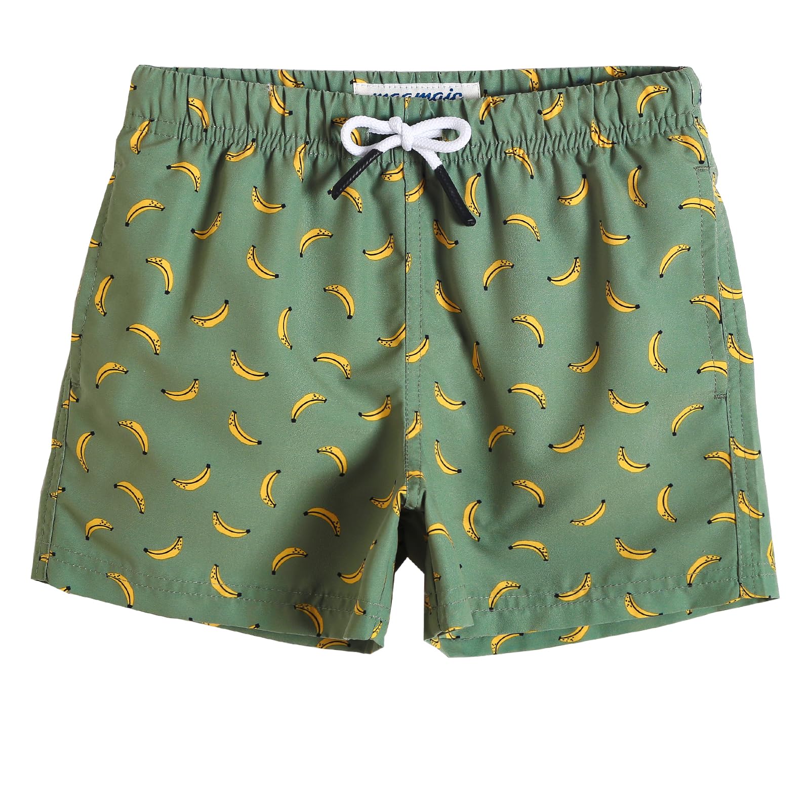 MaaMgic Pantaloncini da bagno per bambini, ad asciugatura rapida, con fodera in rete, tasche e coulisse regolabile