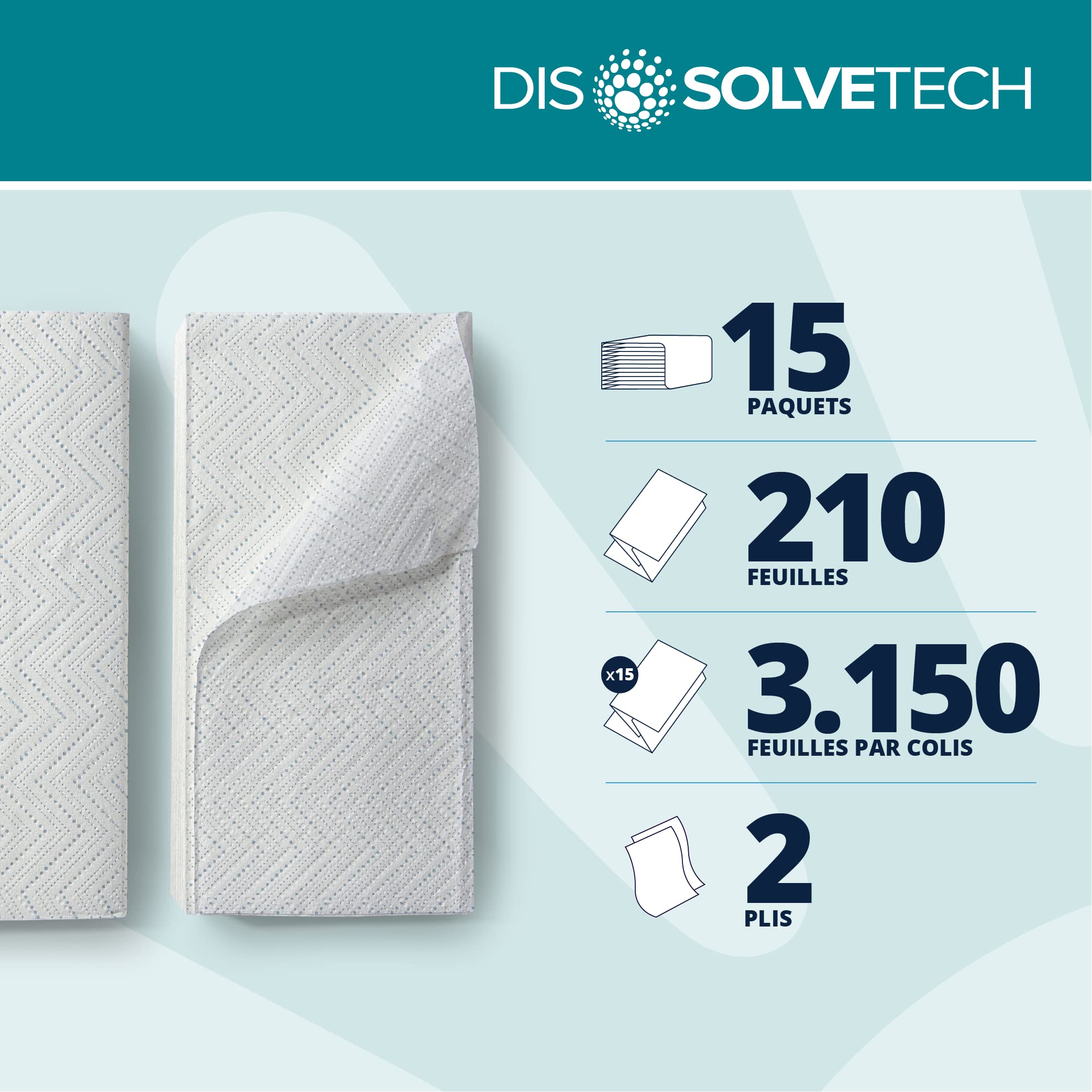Papernet Dissolve Tech - Essuie-mains Pliée en V 411169, 3150 Serviettes Jetables en Papier, 2 Plis, Dimensions Ouvertes 22x21 cm
