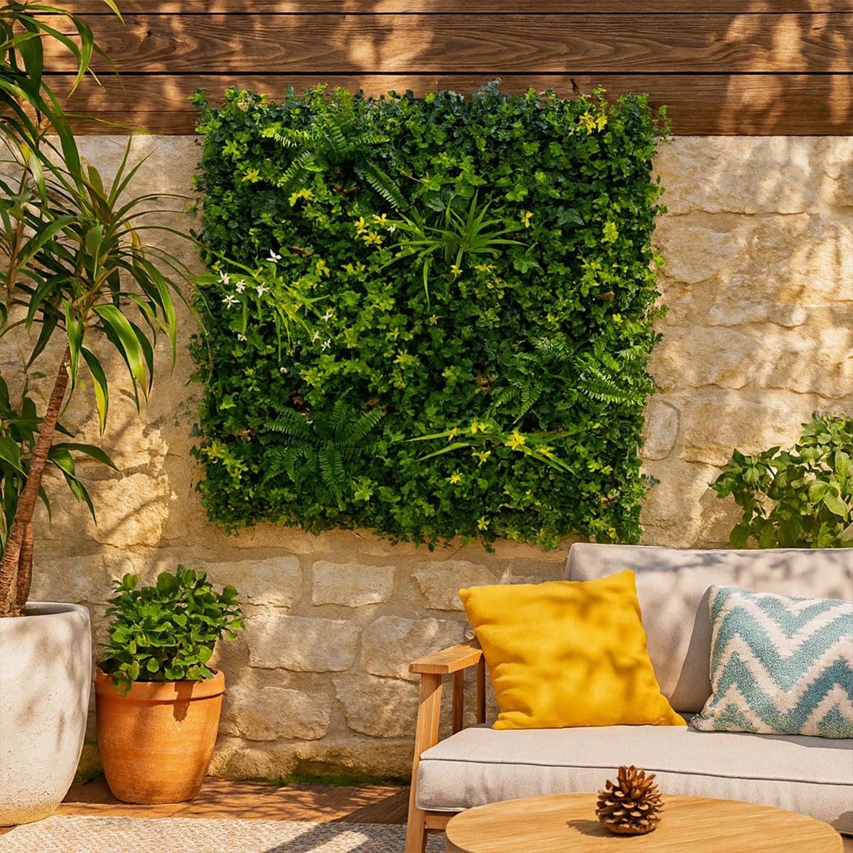 SYNTHAIETIK Lot de 5 Murs Artificiels Modèle Vegetal Chic Le Mur VégétalChic Artificiel est Une création Exclusive en édition limitée, conçue pour Les Amateurs de décors Premium (1M x 1M, 5, Unite)