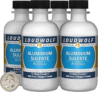Aluminium Sulfate / 1 Pound / 4 Bottles / 99% Pure Reagent Grade / 10 Mesh Powder