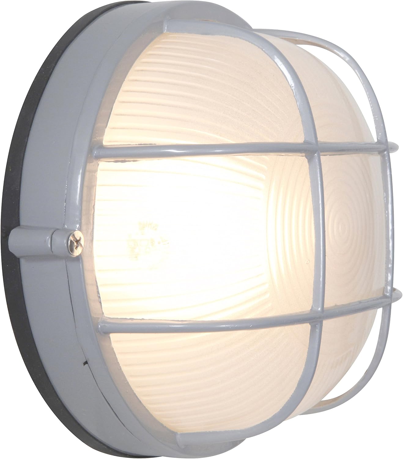 Nauticus - Round 10" Wet Location Bulkhead - Satin Finish - Frosted Glass Shade