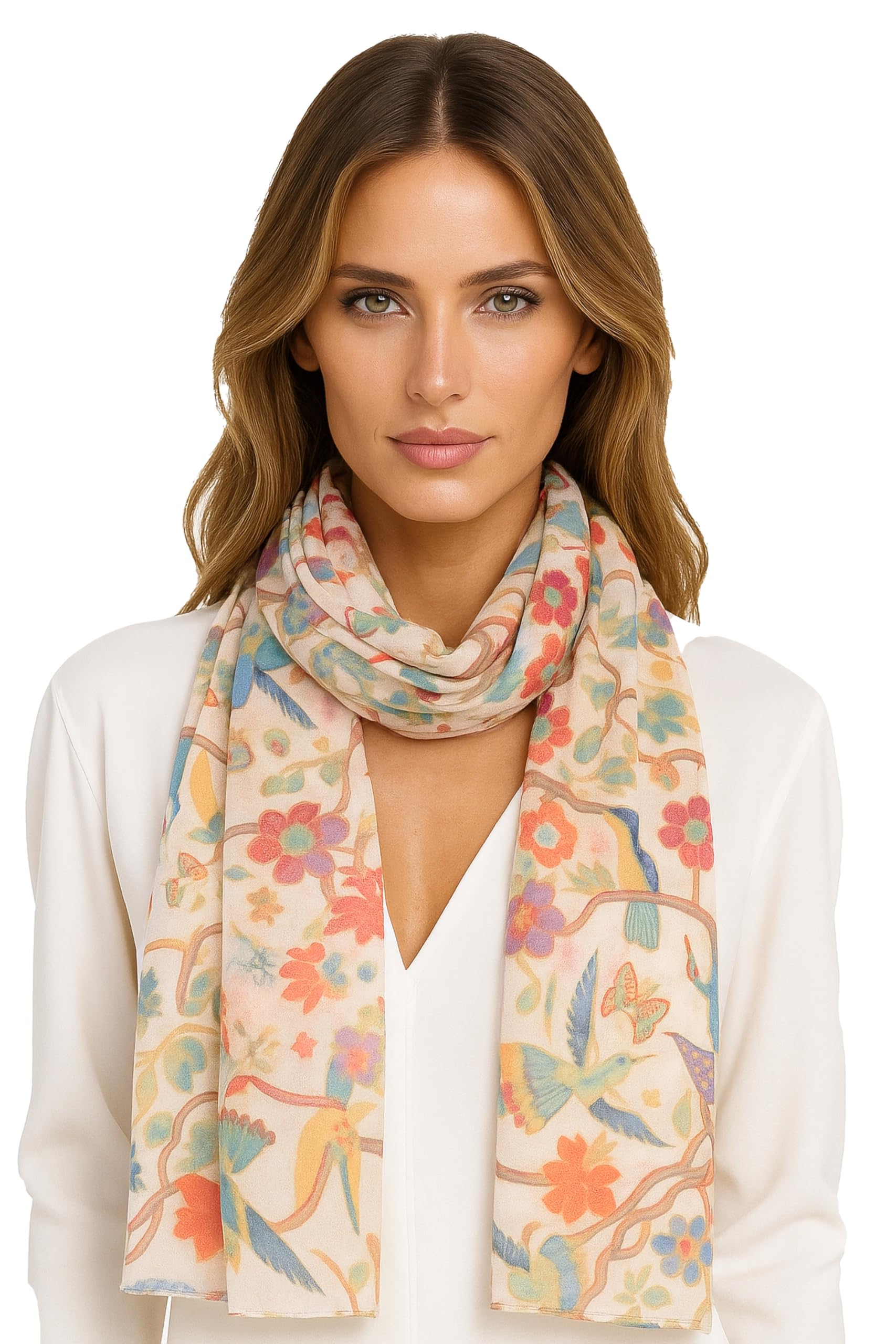 World Of Shawls Women's White #1Ba New Celebrity Style Long Scarf Scarves Maxi Sarong Sale (White #1Ba)