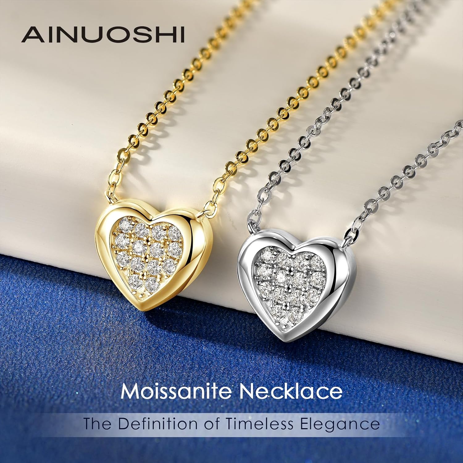 AINUOSHI Moissanite Heart Pendant Necklace for Women, 0.21CT Dainty Moissanite Heart Initial Necklace, Sterling Silver Pendant Necklace Anniversary Jewelry Valentine Promise Gift for Wife Girlfriend - Image 3