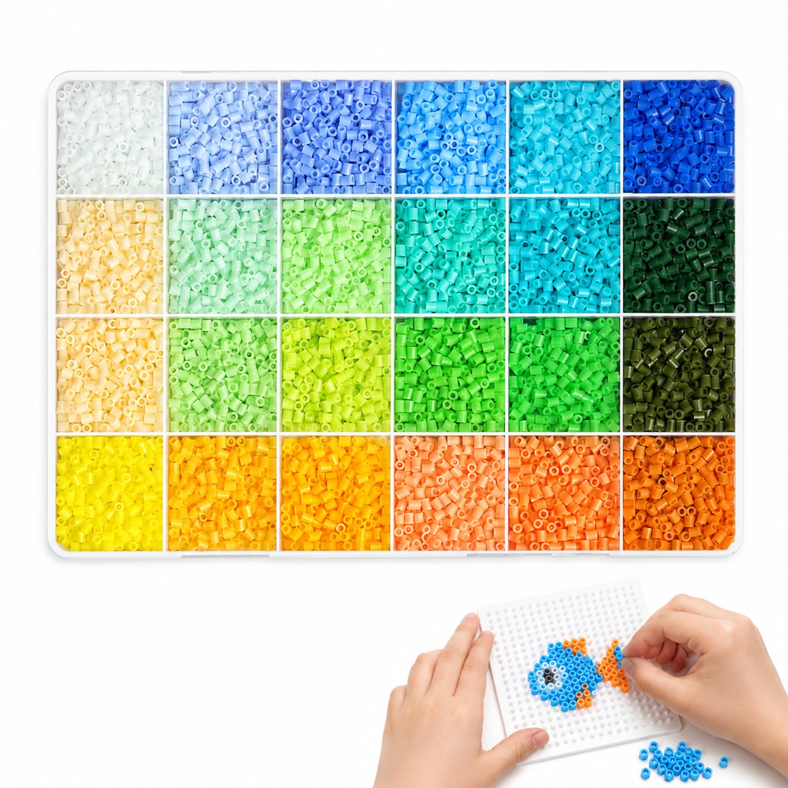 24 Colors 2.6mm 10000Pcs Mini Fuse Beads Kit, Stress Relief Pixel Art Crafts, Ironing Melting Pixel Art Craft Supplies, DIY Iron Fusion Beads Set for DIY Art Craft Iron Beads