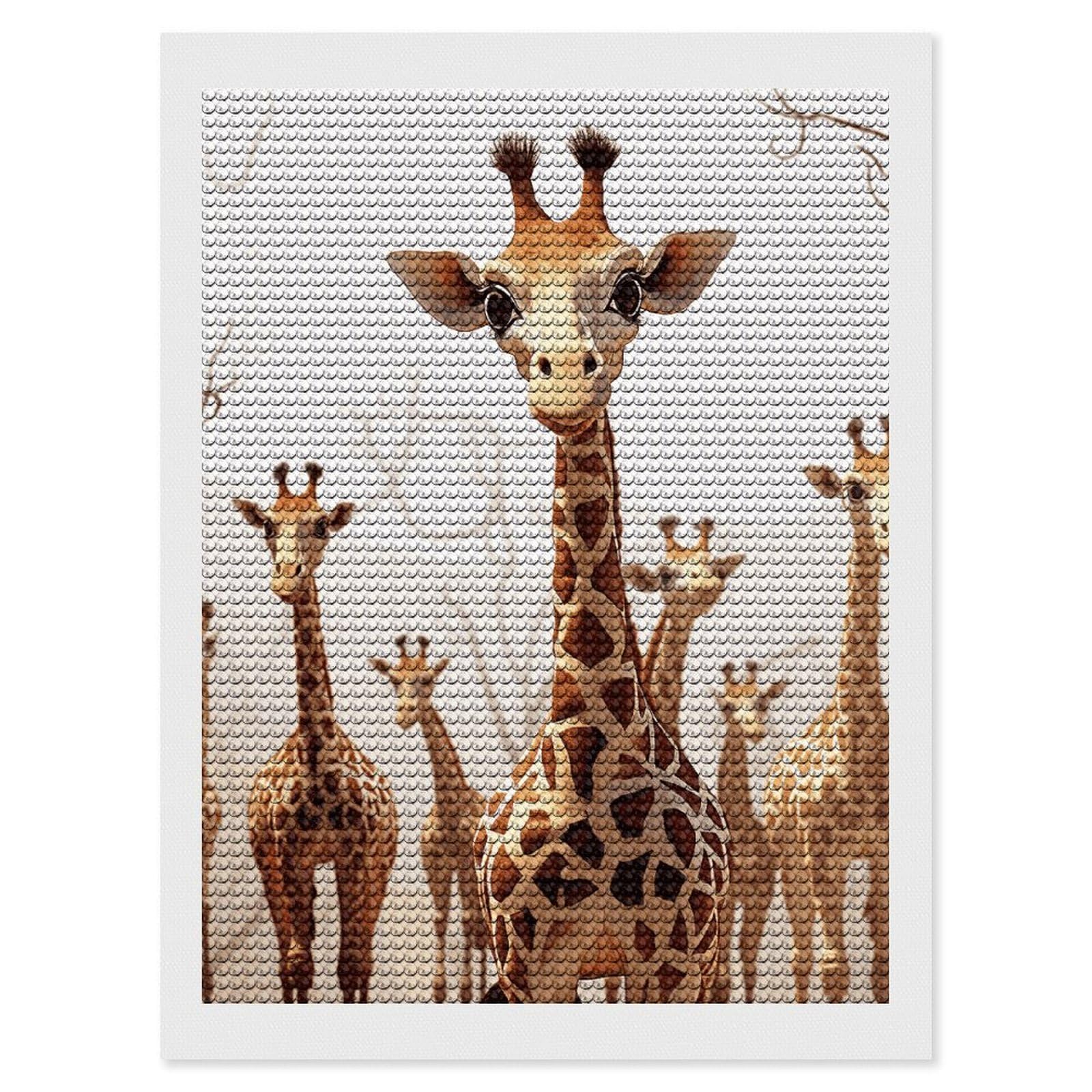 DWVTSLH Cute Cartoon Funny Giraffes Diamond Painting Kits for Adults, Personalized Diamond Photo Art Full Drill, DIY 5D Diamond Art Painting Kits for Beginners, Home Wall Decor 12"x16"