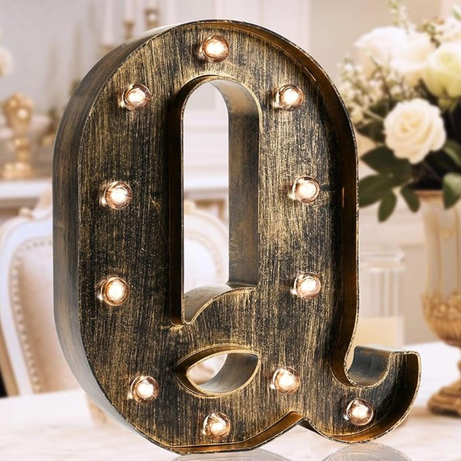 Jemnpela LED Marquee Letter Number Sign Lights Glitter Light Up Alphabet Figure Night Light for Birthday Party Wedding Home Bar Holiday Wall Decoration