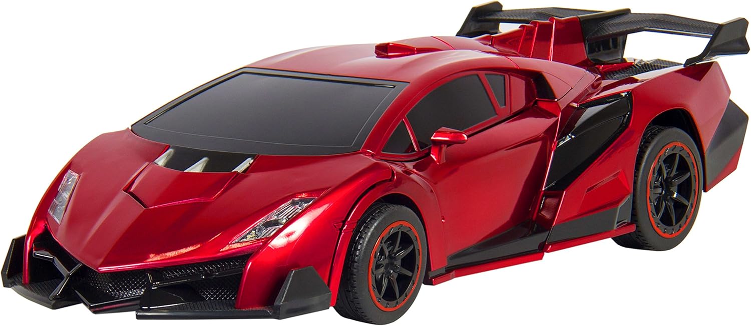 Best Choice Products 1:16 Scale Kids Transforming RC Robot Race Car w/ LED Lights, Red