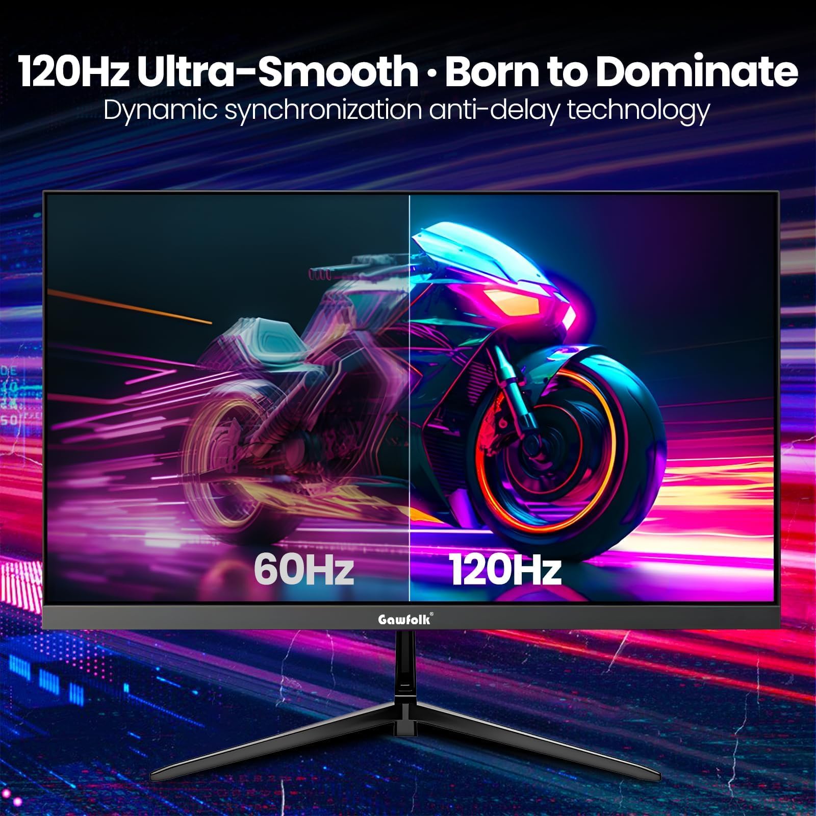 Gawfolk Monitor Gaming 27" QHD 2K | 120Hz 1ms per Esperienza Immersiva | AMD FreeSync | Design Senza Bordi | HDMI/DP e Montaggio a Parete