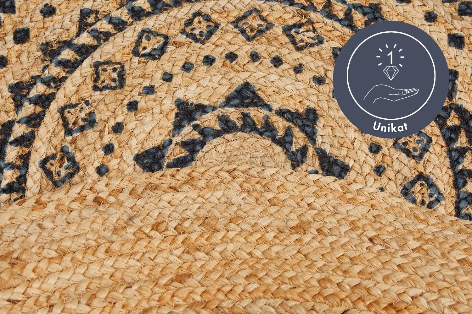 -LUXOR- living Tapis Mamda - Tapis Rond en Jute - Convient également comme Tapis de Chambre à Coucher - Tapis bohème Durable Beige - Tapis de Salon - Produit Naturel 120 cm - Rond - Ornement