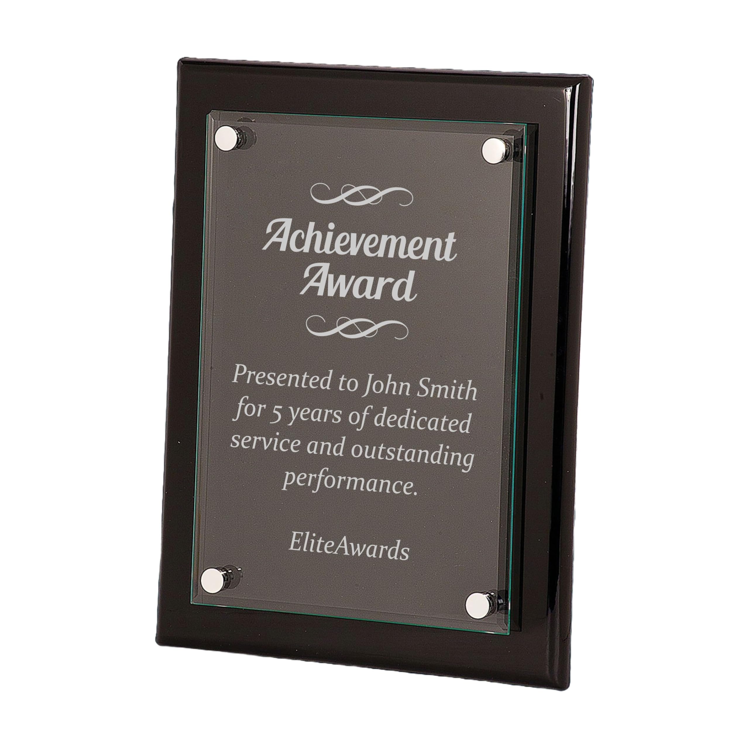 Personalized Achievement Plaque Award, Customizable 8x10 Floating Glass Plaque, Business Awards with Custom Text