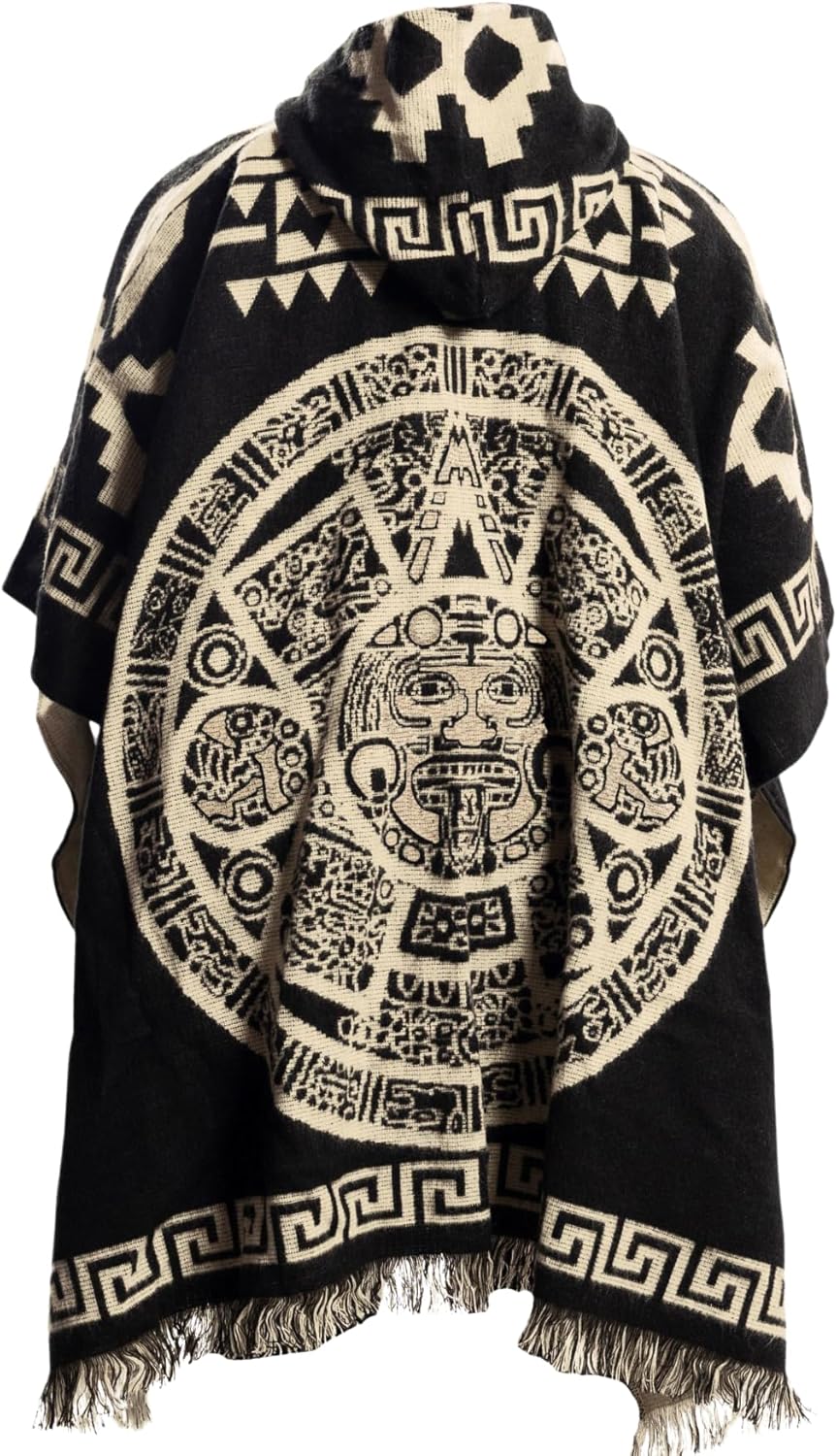 Gamboa Alpaca Wool Mexican Poncho with Hood for Men Hoodie Pancho Mens Western Hooded Serape - Image 4