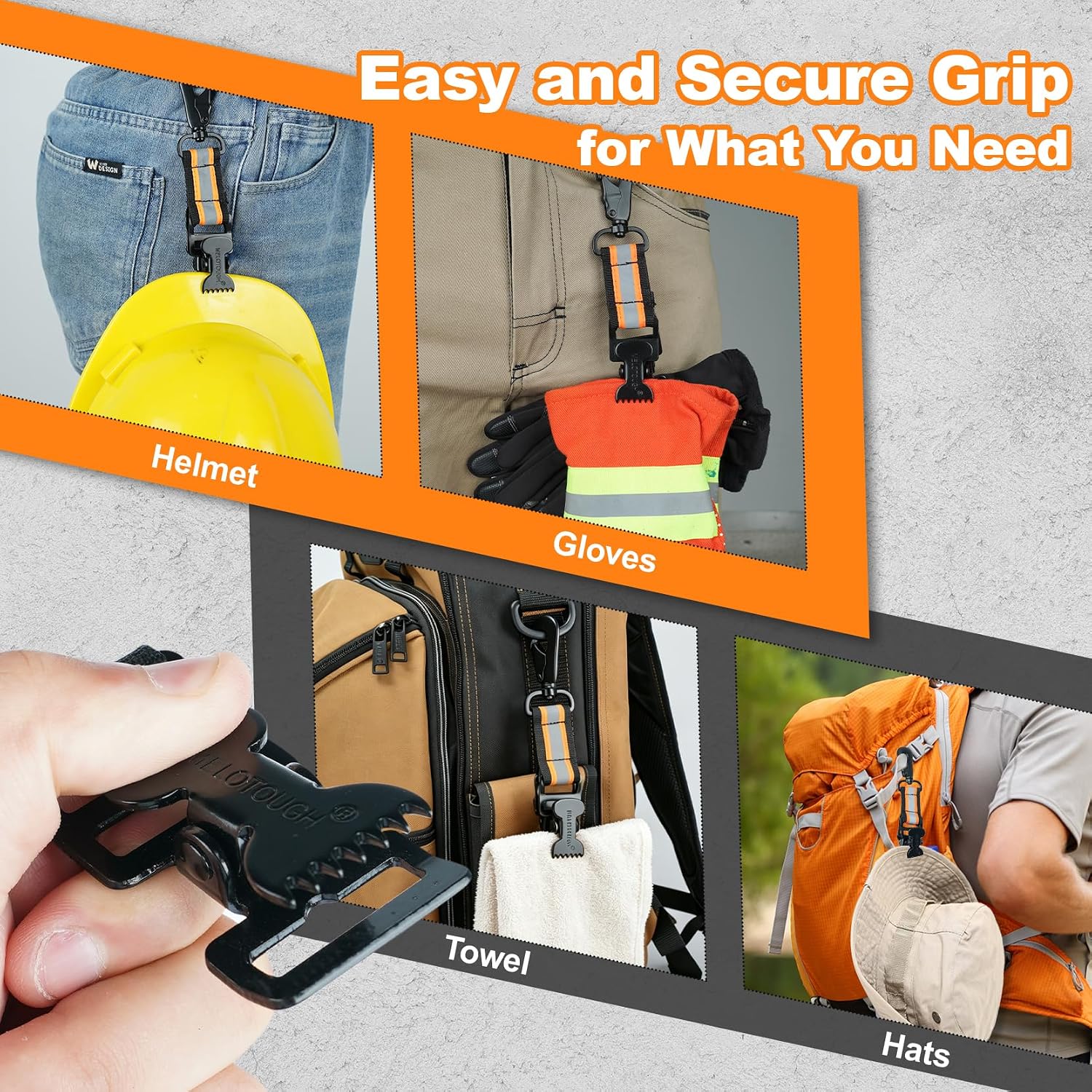 MELOTOUGH Firefighter Glove Clips Strap | Glove Holder with Glove Leash Swivel Snap Hook