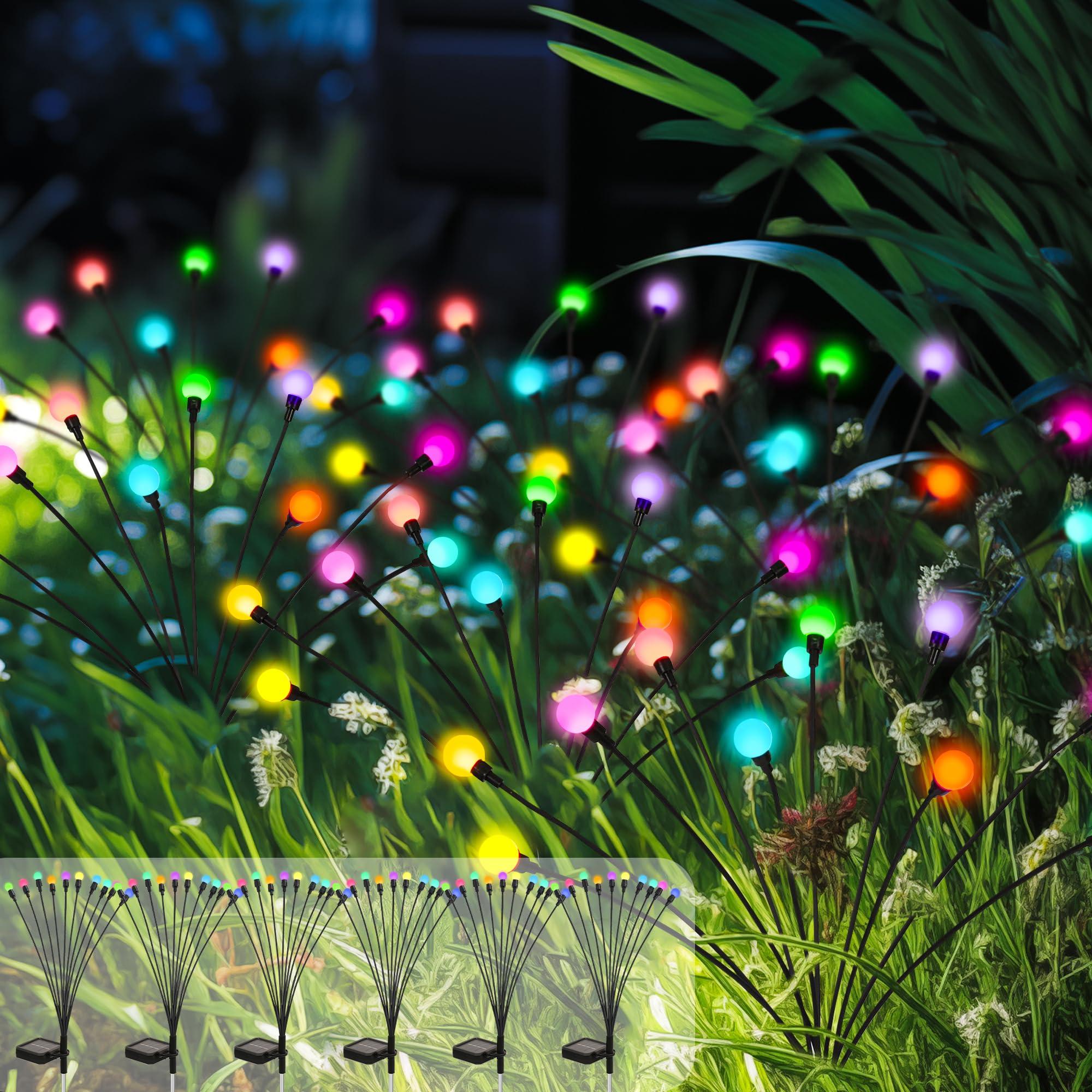 PATIOPIA Solar Lights Outdoor Garden, 20 LED Firefly Outdoor Garden Lights Waterproof, Solar Powered Swaying Light for Pathway, Yard, Patio Decoration (2 Pack,Warm White) — view 10