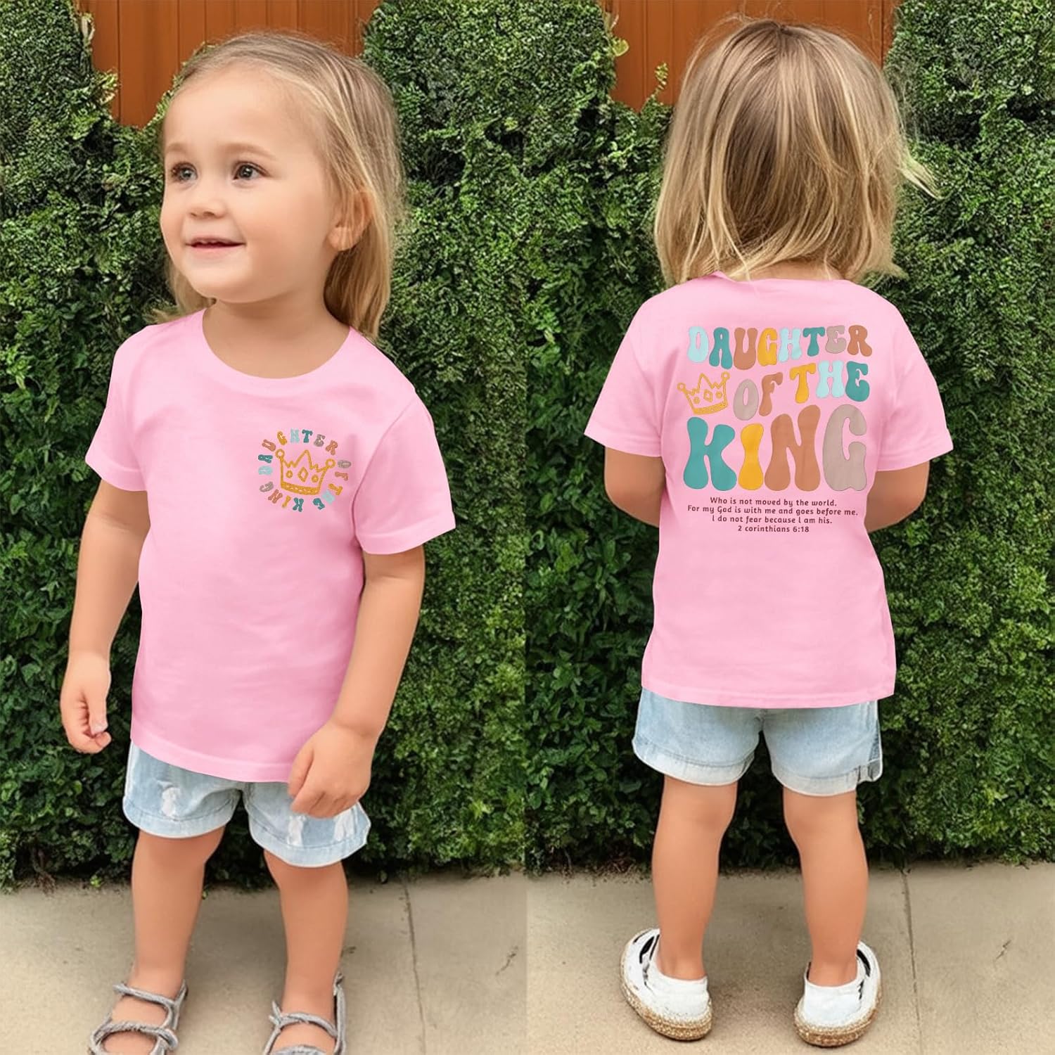 CM C&M WODRO Daughter of The King T-Shirt Toddler Baby Girl Christian Crown Graphic Shirt Short Sleeve Summer Tee Tops - Image 2