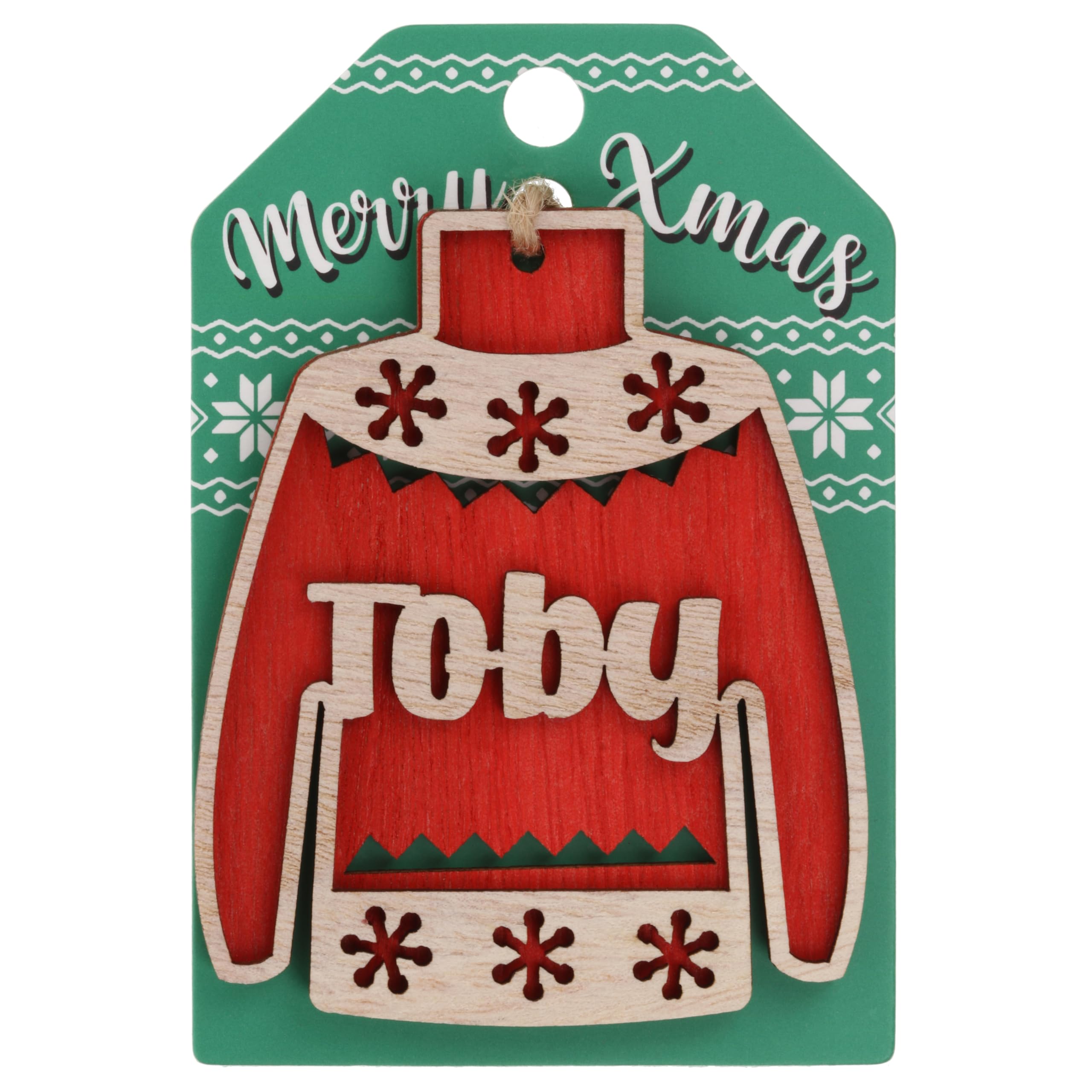 Stands Out, Supplying Outstanding Gifts Toby Name Christmas Jumper Wooden Tree Decoration Personalised Bauble Xmas Red
