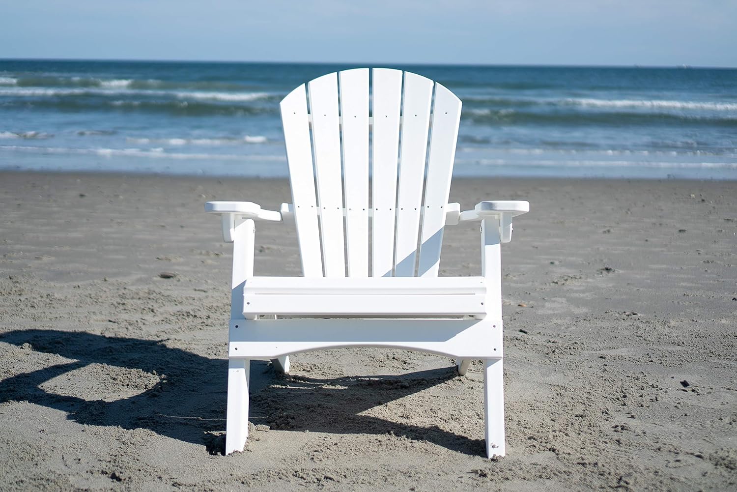 Gazebo Joe's Heavy Duty Reclining Lounge Poly Resin Folding Adirondack Chair, Weather Resistant for Patio, Yard, Deck, Garden Furniture - White