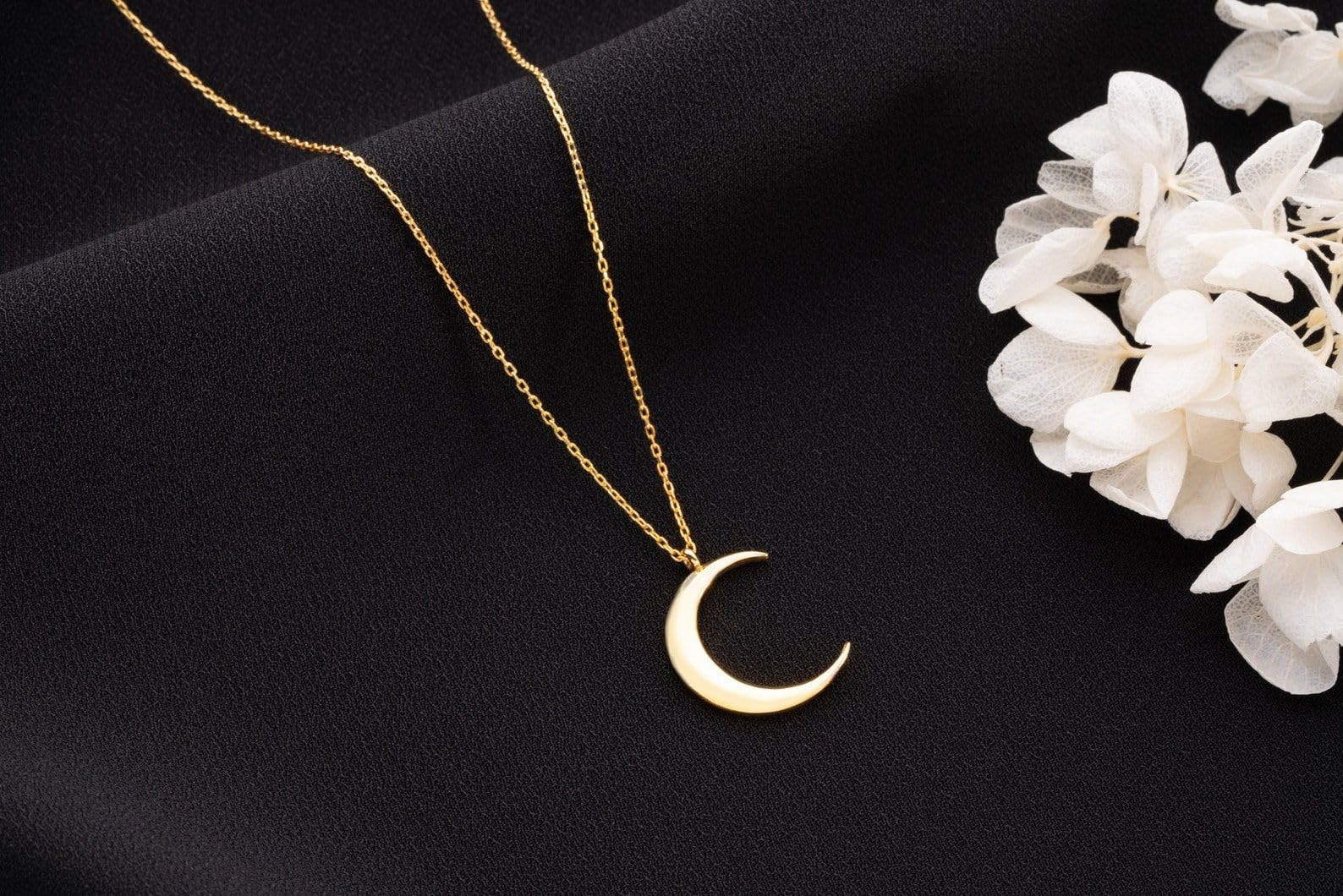 Delicato oro mezzaluna luna collana per donne, gioiello per luna oro argento ciondolo, Stile quotidiano