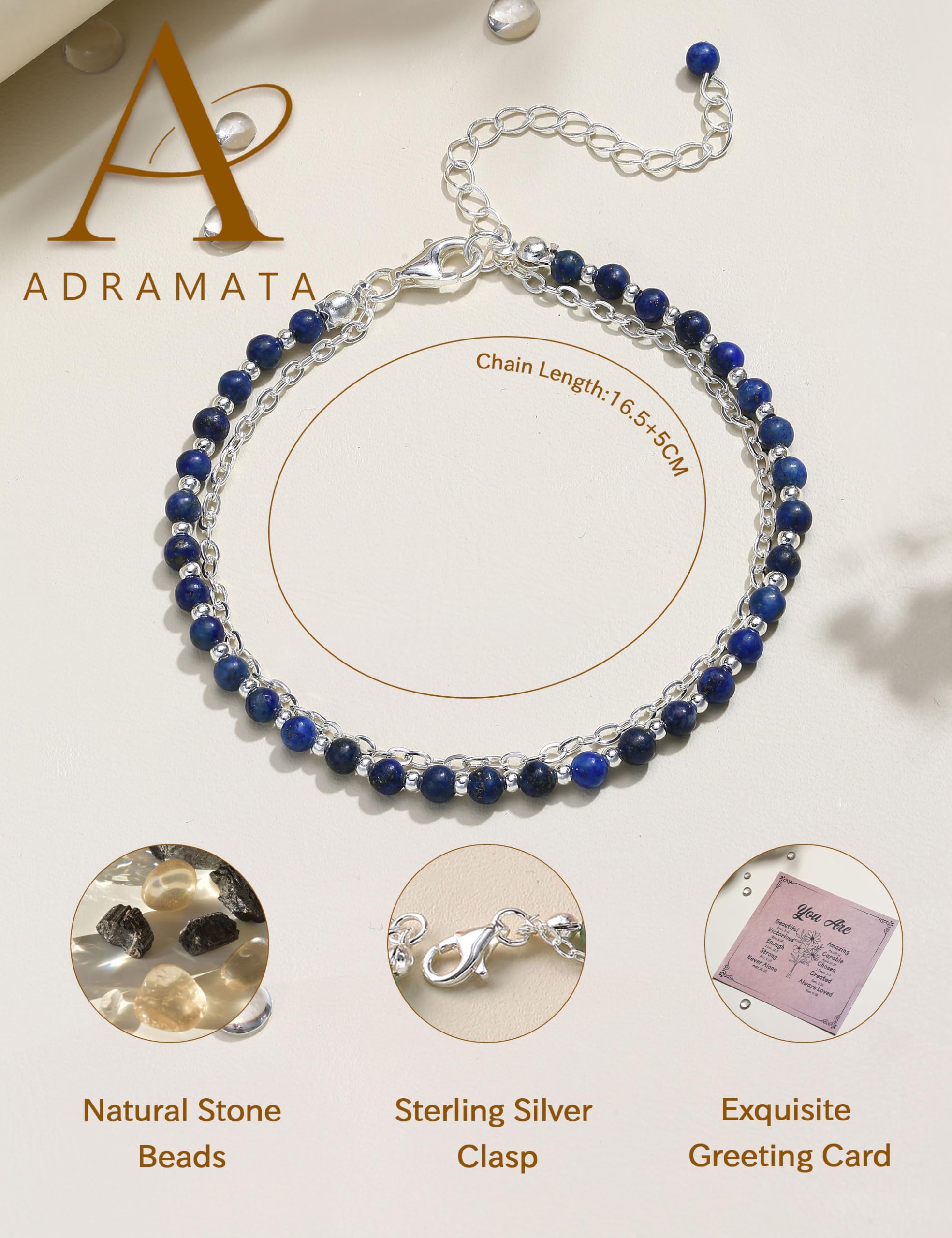 YCTTKDD Pulseras de cuentas para mujeres y niñas, pulsera con cierre de plata de ley 925, cuentas de piedra natural, pulsera de cristal, pulseras bohemias chapadas en oro ajustables, regalo de joyería