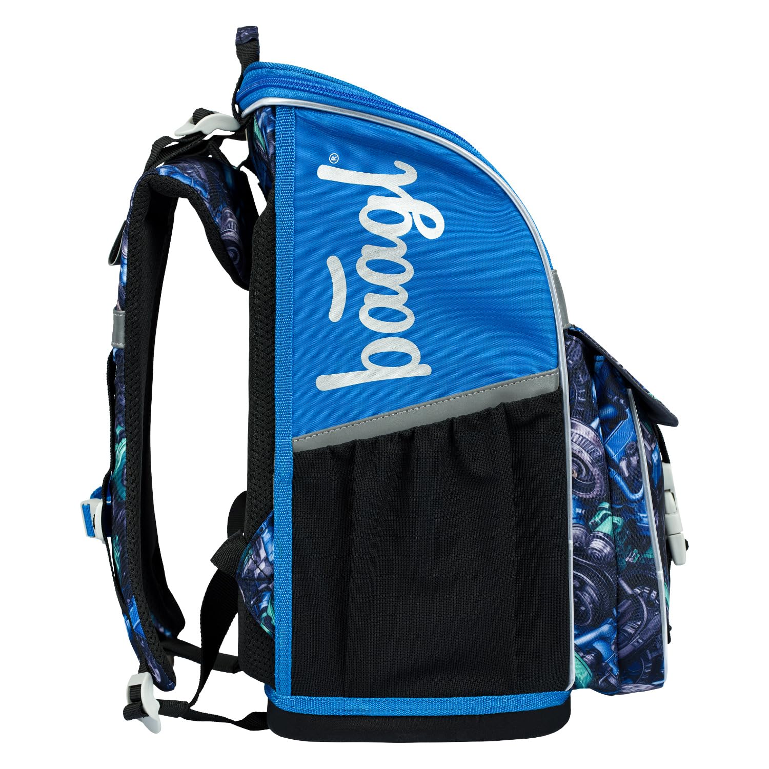 Baagl Mochila escolar para niños y niñas, 3 piezas, mochila escolar Zippy para 1ª clase, mochila escolar primaria con correa para el pecho, mochila escolar ergonómica, Coche de carreras, Juego de