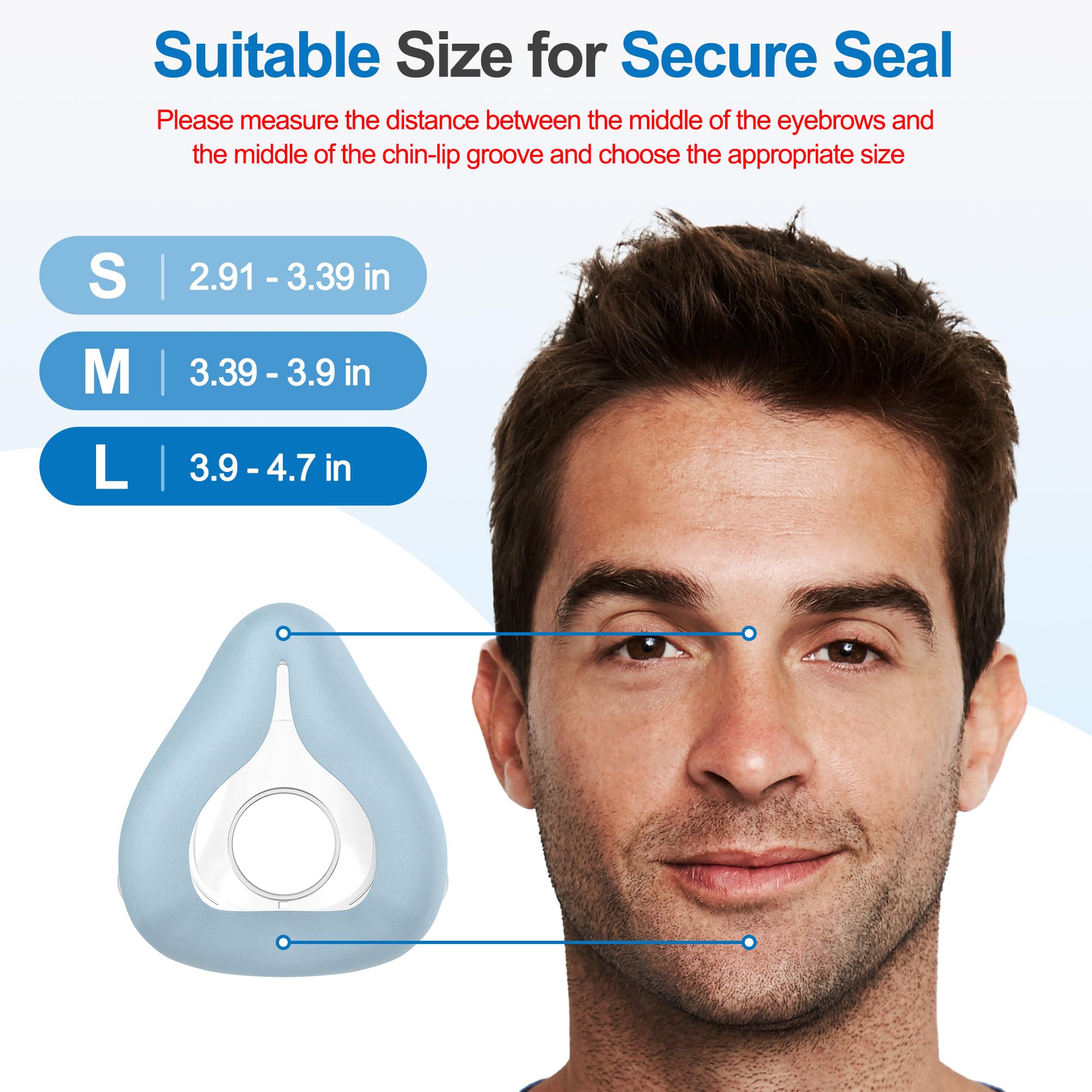 2 masques CPAP compatibles avec AirFit F20 Masque en tissu pour F20 Confortable à porter Coussin Masque à oxygène étanche Blue-L