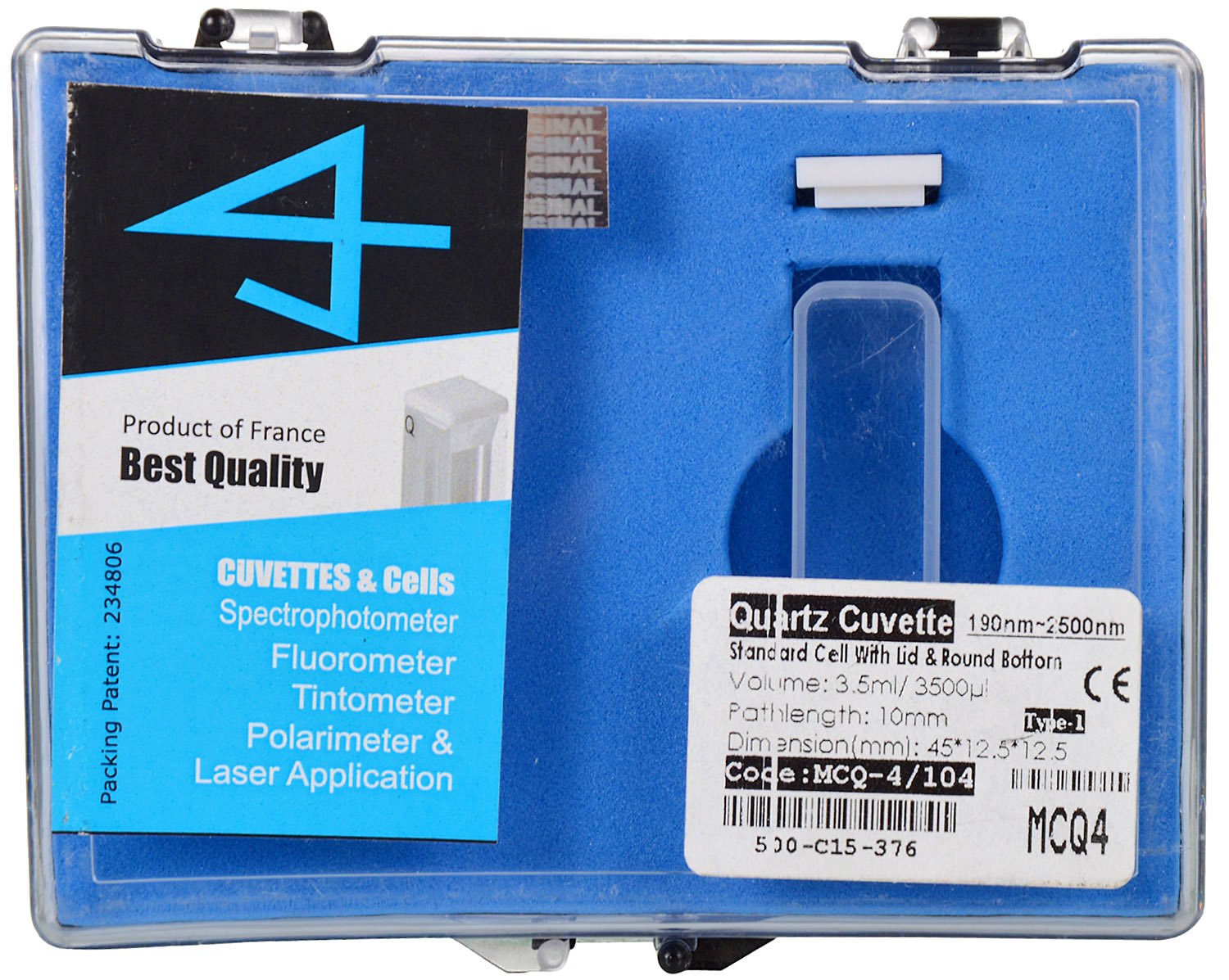 3.5 ml Quartz Cuvette (10 cm x 8 cm x 10 cm, White)