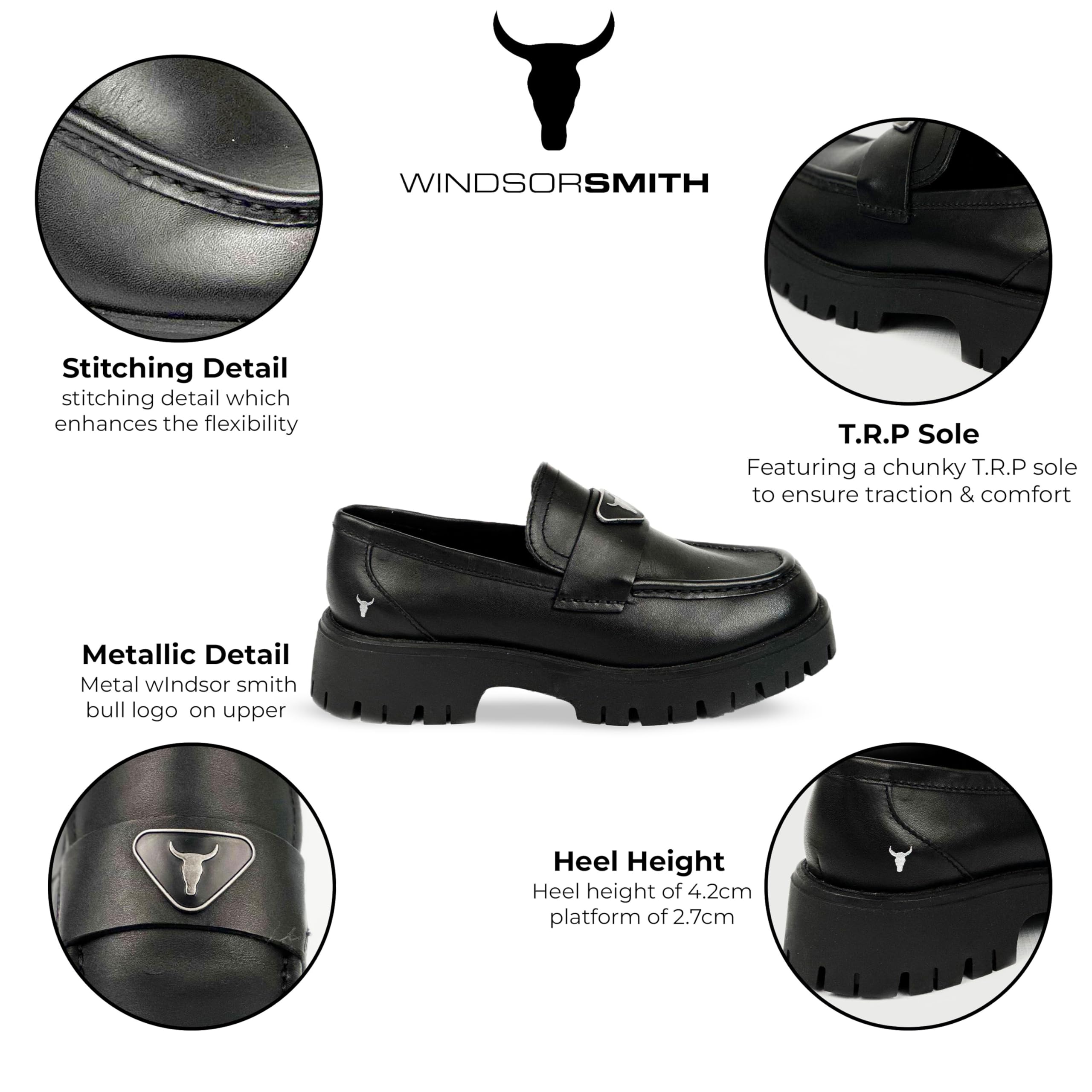 Mocassini Grossi con Piattaforma in Pelle Nera da Donna Windsorsmith - Trono