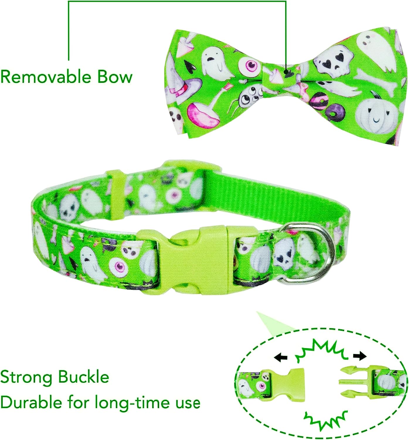 Halloween Holiday Collar for Boys and Girls Small Medium Large Dog Pets Puppies Halloween Dog Collar with Bow Tie image 2
