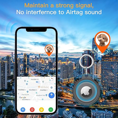 Miniatura 7 de Paquete de 2 Llavero Airtag para Apple Air Tag Holder IPX8 impermeable 360 de cuerpo completo a prueba de golpes resistente a los arañazos para