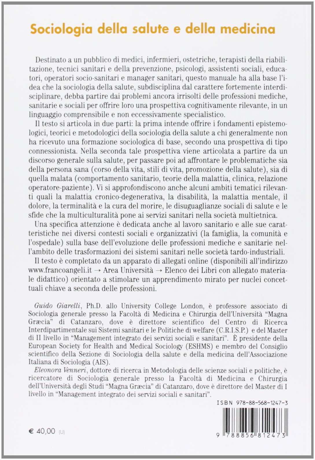 Sociologia della salute e della medicina. Manuale per le professioni mediche, sanitarie e sociali