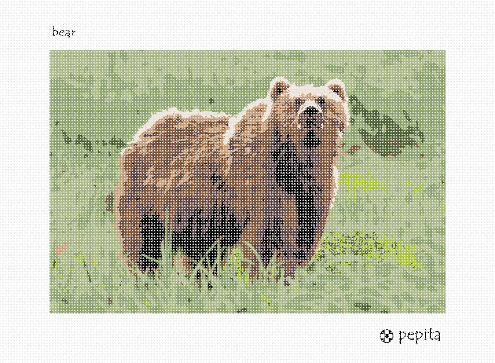 Kit Broderie Point De Croix Ours En Framboise - Toile Coton, Fil Acrylique, Aiguille - 40x40cm