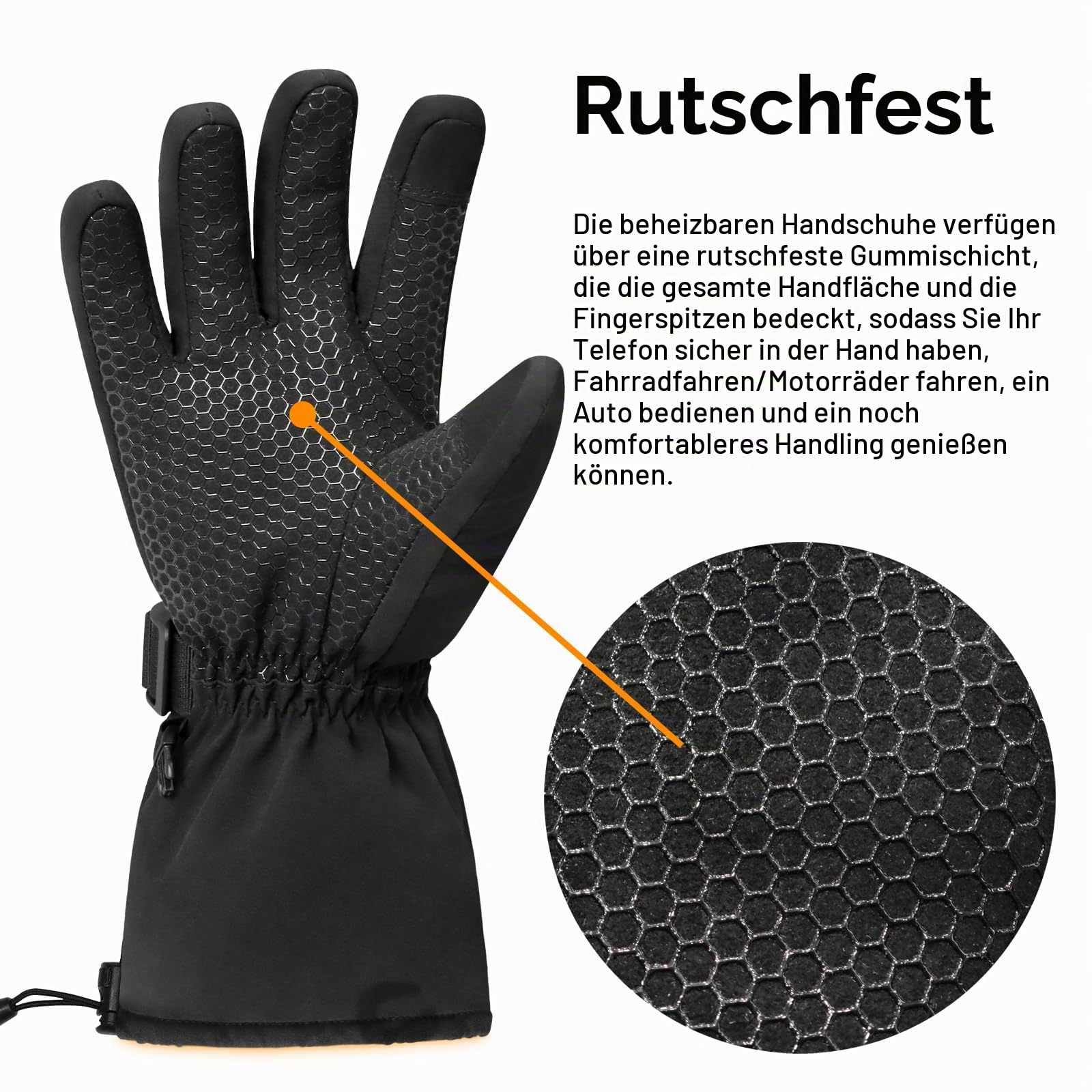 Loowoko Beheizbare Handschuhe mit akku 7.4v 3000mah × 2, 3 Heizstufen, Wasserdicht, Touchscreen, Beheizte Handschuhe USB für Arbeit im Freien, Motorrad, Fahrrad, Skifahren, Klettern,Wandern