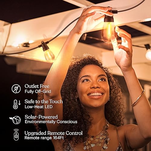Miniatura 6 de Brightech Ambience Pro Super Bright Solar - Luces de cadena solares superbrillantes para exteriores con control remoto de 48 pies con 15 bombillas