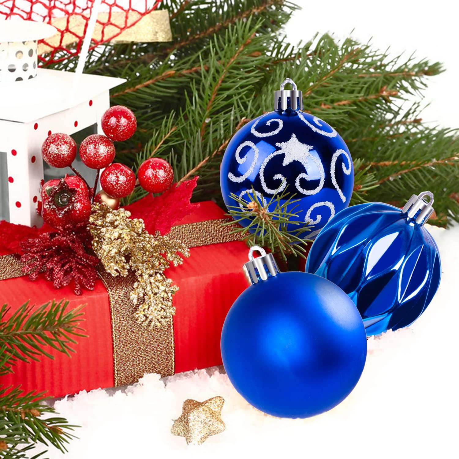 Ywlake 100Pcs Christmas Ball Ornaments for Christmas Tree Decoraion Baubles Shatterproof Balls Hanging Ornaments for Xmas Holiday Party Home Decorations (Blue) - Image 4