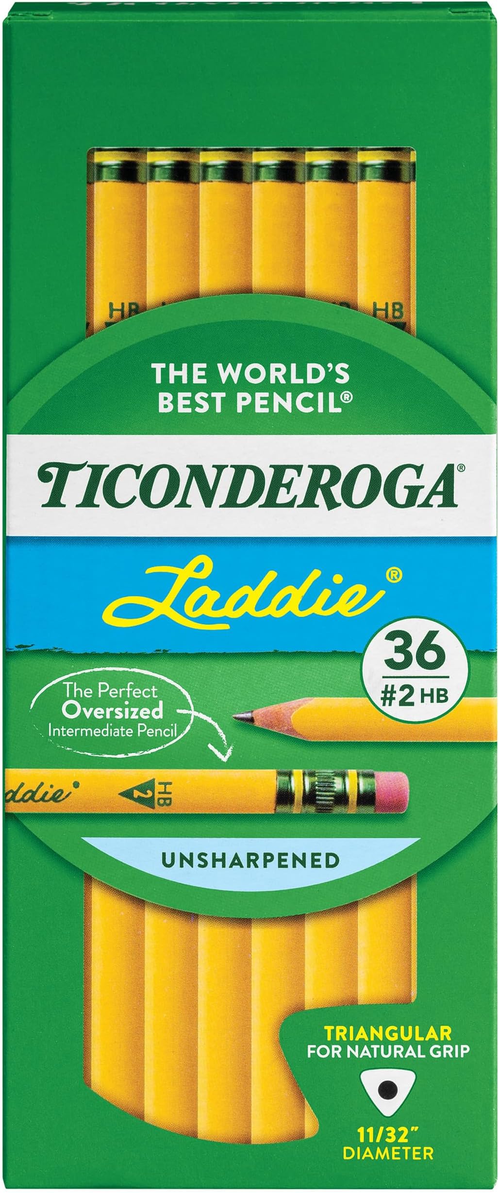 PENCIL LADDIE TRI-WRITE W/ERASER PACK OF 36
