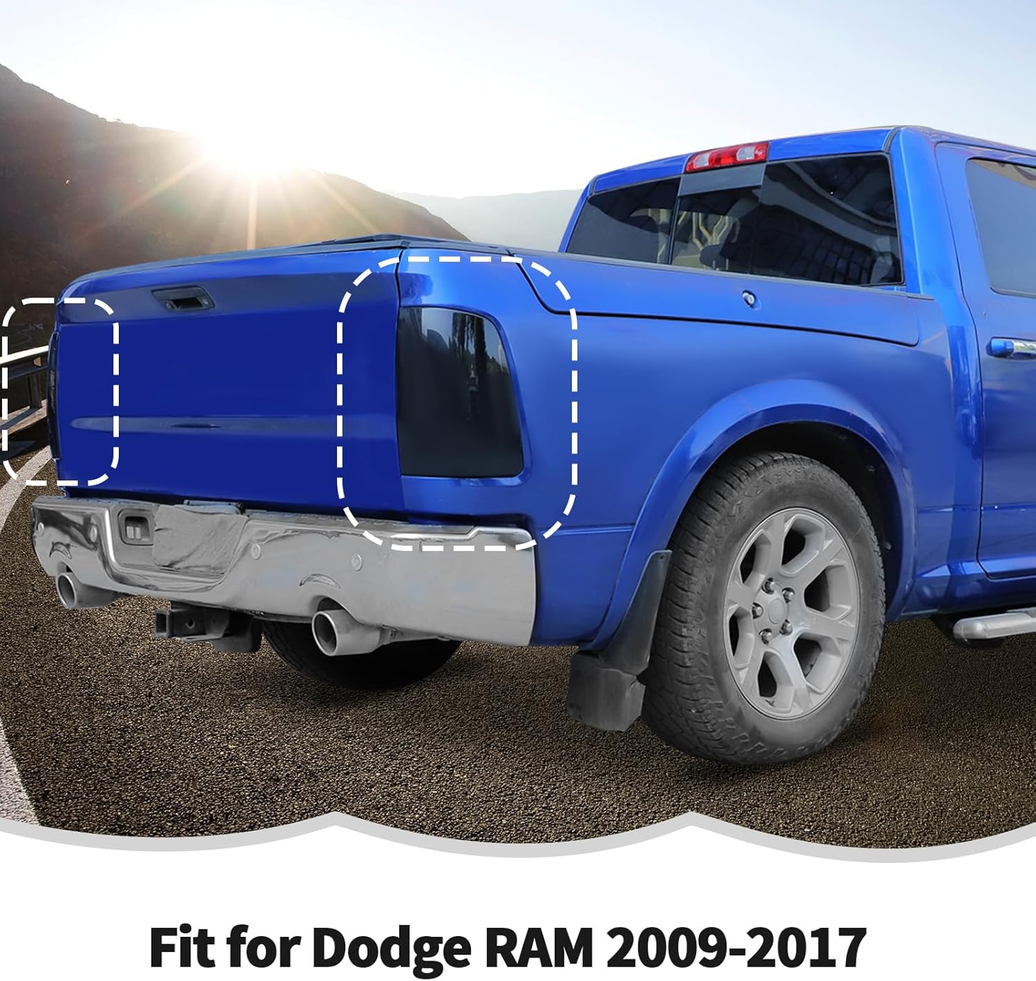 RT-TCZ Smoked Black Tail Light Lamp Cover Guard Trim Decoration Exterior Accessories for Dodge RAM 2009-2017