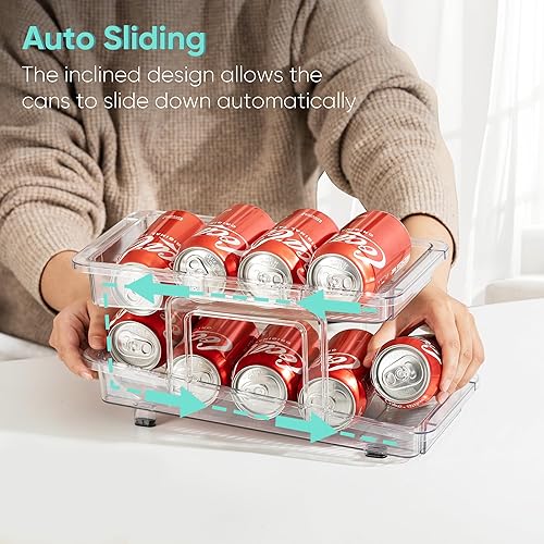 Miniatura 3 de VUSIGN Organizador de latas de soda expandible, paquete de 2, dispensador de latas de ancho ajustable para refrigerador de 6.1 a 9.38 pulgadas de