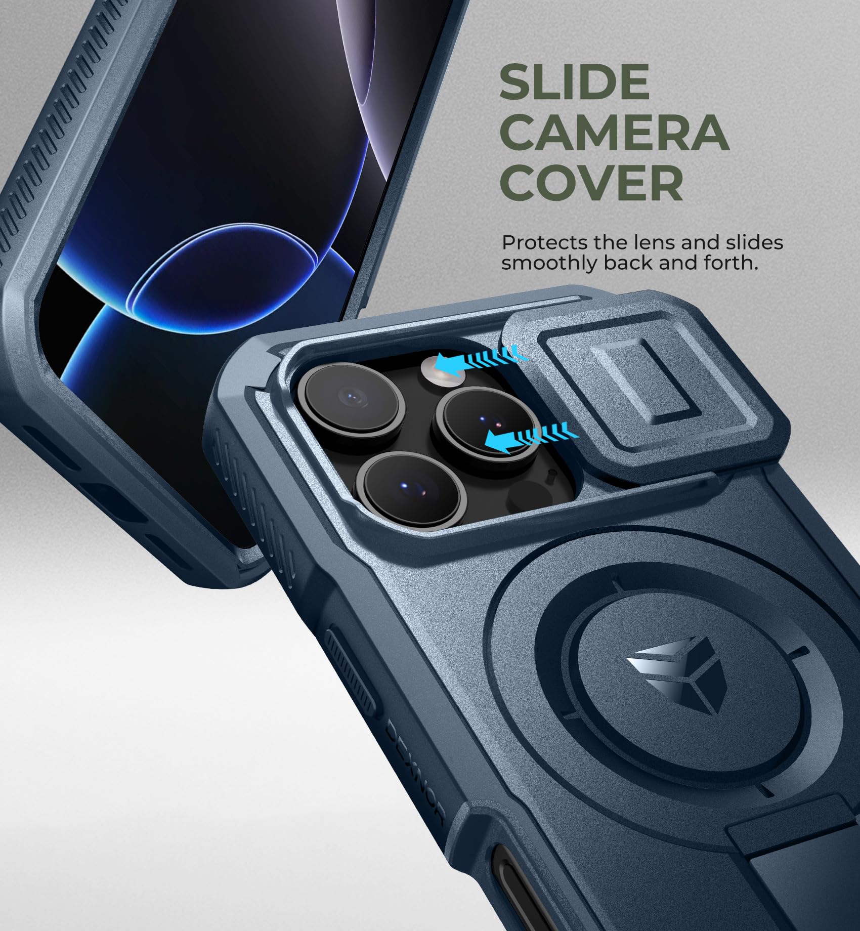Dexnor for iPhone 16 Pro Magnetic Case With Slide Camera Cover & Adjustable Kickstand & Built-in Screen Protector - Image 4