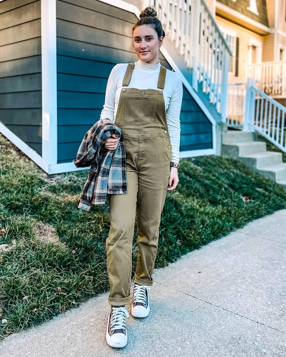 GRAPENT Overalls for Women Loose Fit Jean Denim Bib Jumpsuit Stretch Overall Pants - Image 7