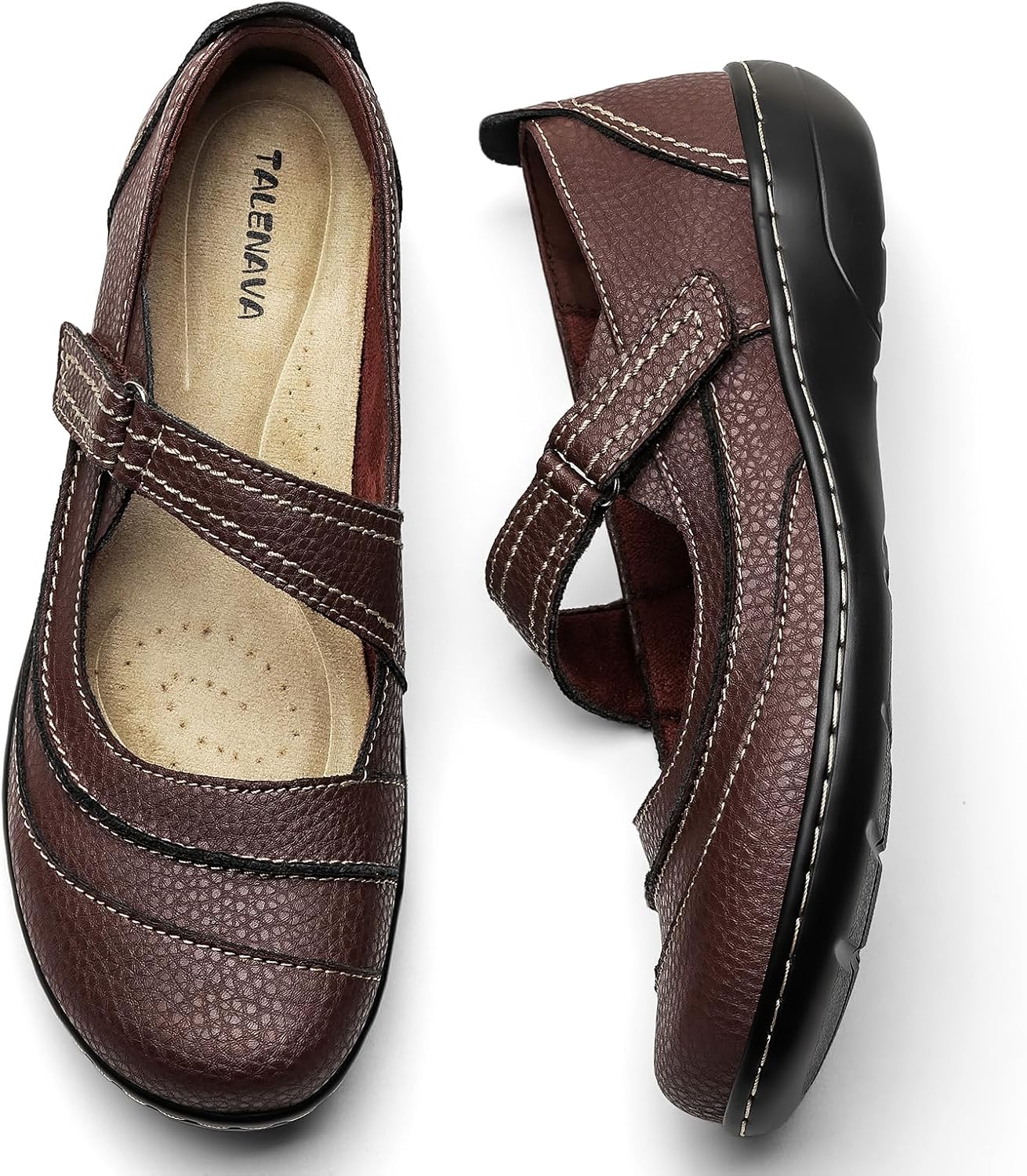 Women's Comfortable & Lightweight Leather Mary Jane Flats Versatile Business Casual Dress Shoes Work Office Cute Stylish Everyday Walking Shoes - Image 8