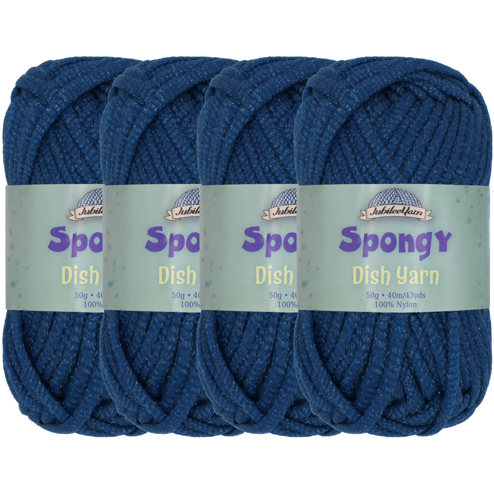 Hilo esponjoso para platos JubileeYarn en azul profundo paño de cocina de nailon 4 madejas