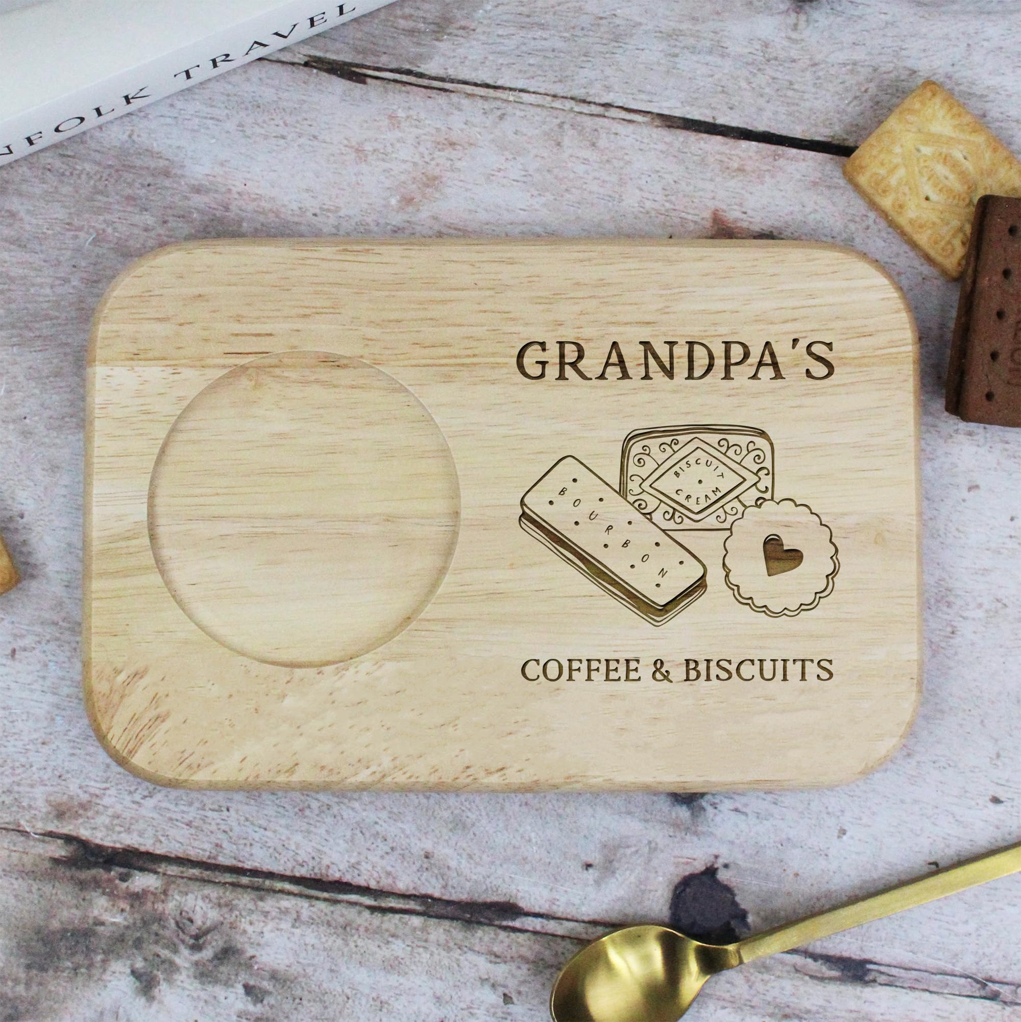 eBuyGB Personalised Engraved Grandpa's Coffee and Biscuit Serving Board. Gift for Grandad, Papa, Taid