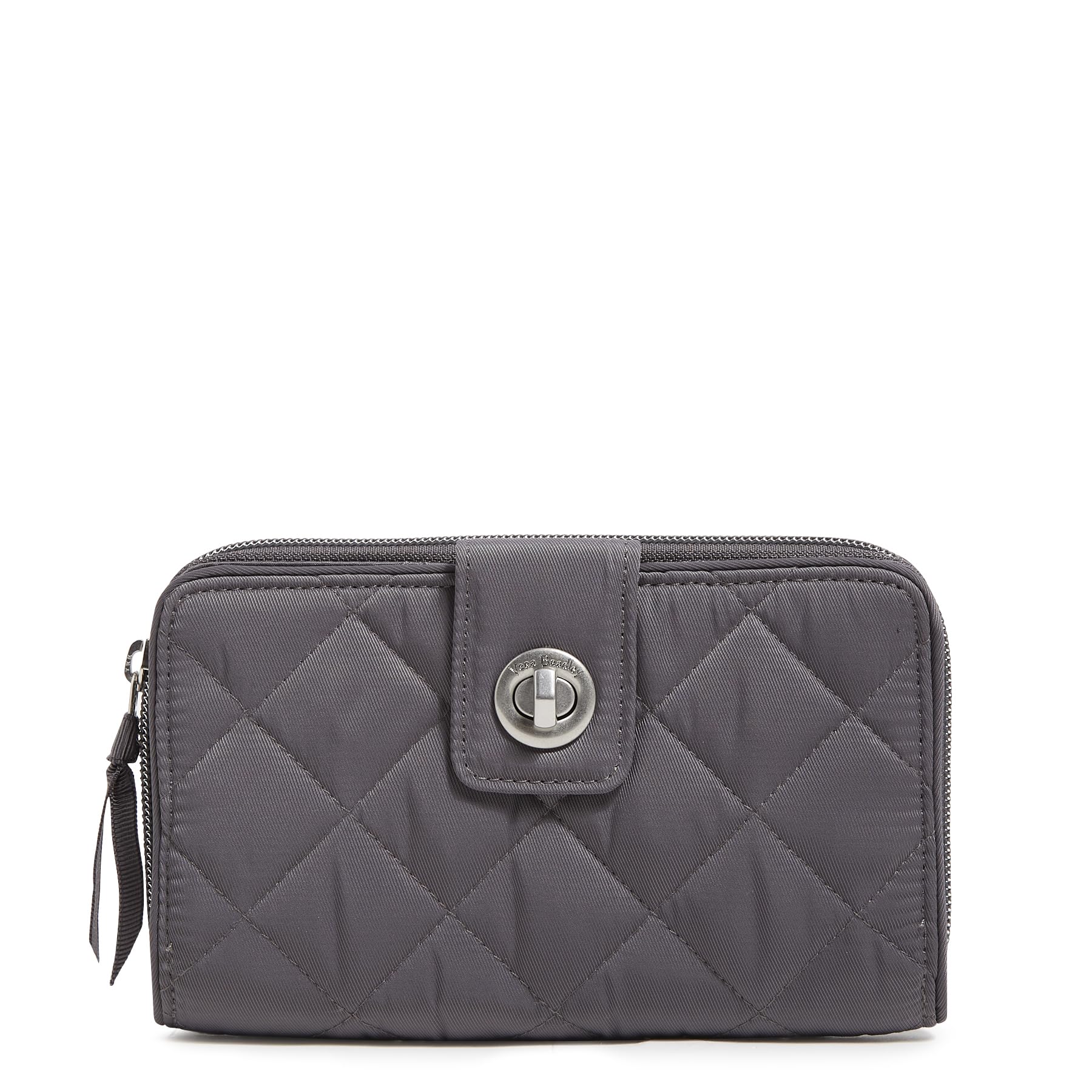 Vera Bradley Women's Performance Twill Turnlock Wallet with RFID Protection, Shadow Gray, One Size