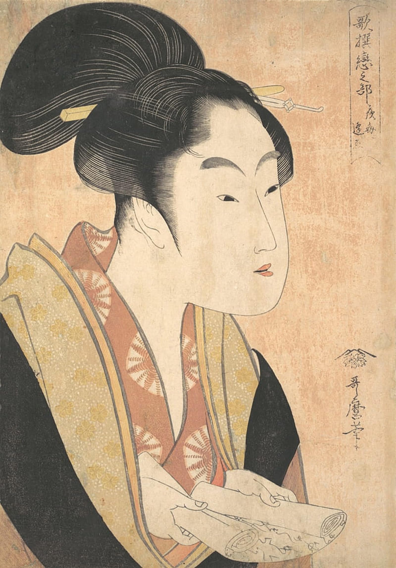 ARTXLXXBN Famous Painting Canvas Artwork Graffiti Print Women on a Boat by Kitagawa Utamaro Portrait Canvas Image for Home Decor 60x90cm