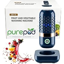 Produce Cleaner & Vegetable Cleaner with Oh-Ion Technology, Wireless Rechargeable Food Washer for Fruits, Veggies, Rice & Utensils, Ipx7 Waterproof 10-Min Automatic Cleaning for Kitchen Blue