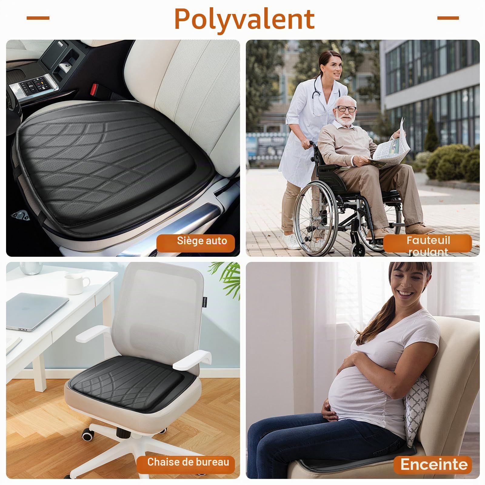 ZATOOTO Coussin Voiture en Cuir Nappa, Housse Siège Avant, Protection Conducteur, Confort, Respirant, Antidérapant, Universel