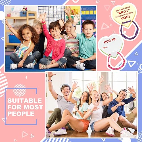 Miniatura 4 de 36 juegos de pulseras de nudo de San Valentín con tarjetas para el aula y niños pulseras de amistad pulseras de paracaídas a granel para niñas y