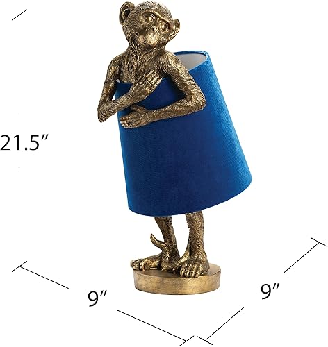 Miniatura 9 de Crestview Collection Lámpara de mesa Monkey  Bonita lámpara de resina dorada, lámpara de escritorio retro rústica Art Deco con pantalla de